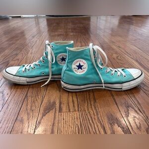 Converse Turquoise High Tops with White Accents - Mens 6.5